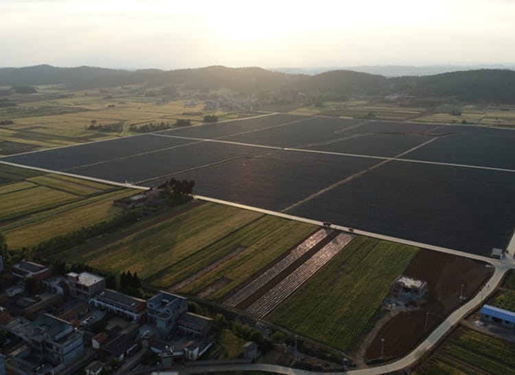 Aerial view of fields in China